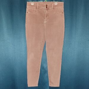 High-Rise Dusty Rose Corduroy Skinny Jeans for Women